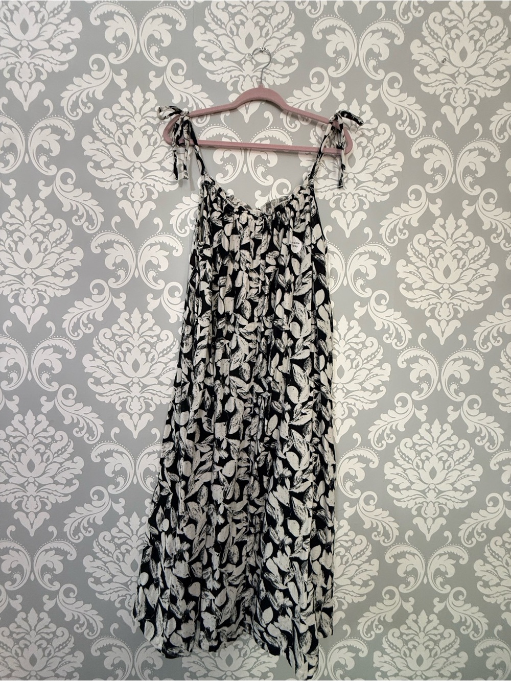 • George X Asda Black & White Leaf Print Tie-Strap Dress